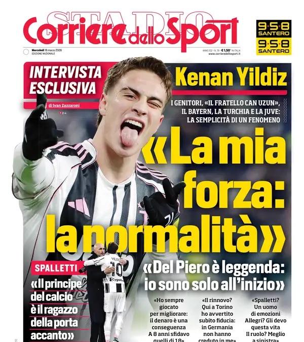Yildiz in prima pagina sul Corriere dello Sport: "La mia forza è la normalità"