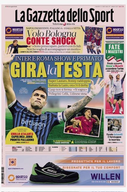 Gazzetta dello Sport apre con Conte: "Non ho voglia di accompagnare un morto"