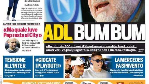 PRIMA PAGINA - ADL al CdS: "Il Napoli non è in vendita! Voglio Quagliarella, nessun caso Insigne..."
