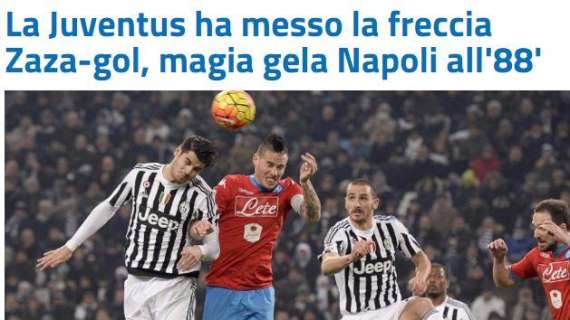 FOTO - Sportmediaset titola: "Zaza-gol, magia: la Juve mette la freccia"