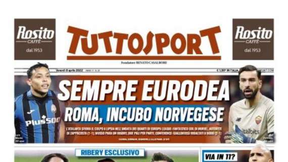 PRIMA PAGINA - Tuttosport apre con l’intervista a Ribery: "Vlahovic nuovo Lewa"