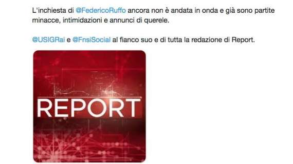 "Minacce e intimidazioni a Report per inchiesta sulla Juve": la denuncia del Sindacato Rai