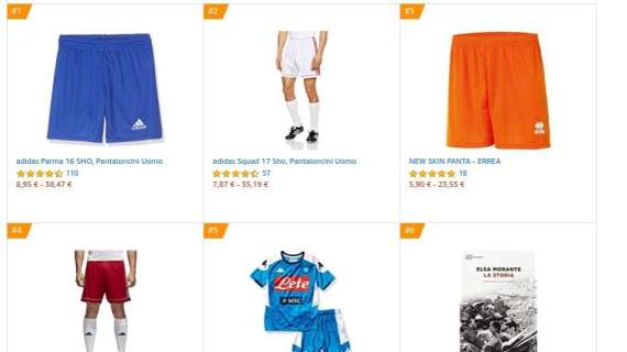 FOTO - Lo store Sscn vola su Amazon: le maglie azzurre battono la nuova di CR7, 5 prodotti in top50