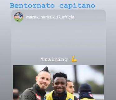 FOTO - "Bentornato capitano!", post social di Diawara per Hamsik che torna ad allenarsi in gruppo