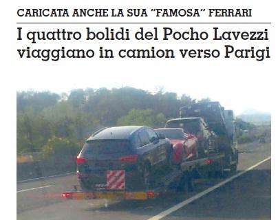 FOTO - Le auto di Lavezzi verso Parigi: anche la famosa Ferrari verso la Francia