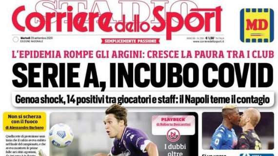 PRIMA PAGINA - CdS: "Serie A, incubo Covid. Genoa shock, 14 positivi"