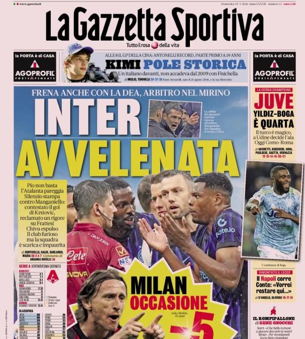 La Gazzetta dello Sport: "Il Napoli corre. E Conte: Vorrei restare qui".