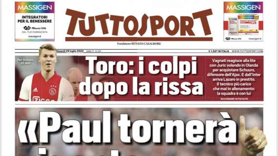 PRIMA PAGINA - Tuttosport apre con le parole di Buffon su Pogba: "Paul tornerà gigante"
