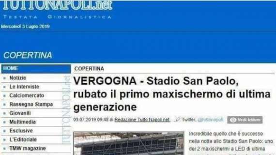 "Rubato maxi-schermo al San Paolo", fanpage juventine diffondono fake-news 'usando' Tuttonapoli: ci tuteleremo legalmente