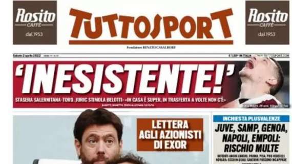 PRIMA PAGINA - Tuttosport: "Elkann: Agnelli non si tocca!"