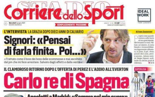 PRIMA PAGINA - CdS apre con Ancelotti al Real Madrid: "Carlo re di Spagna"