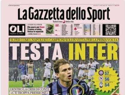 La Gazzetta dello Sport: "Napoli ko, Inter da sola in vetta"