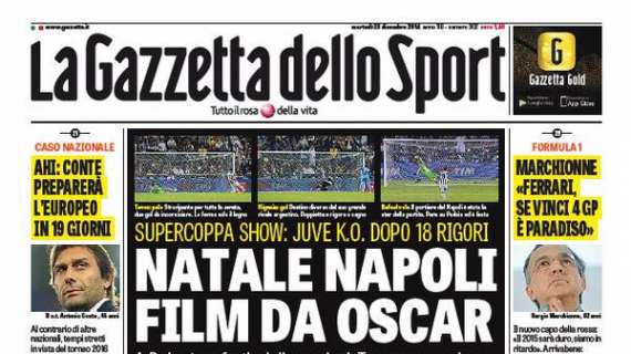 FOTO - Gazzetta in prima pagina: "Natale Napoli, film da Oscar"
