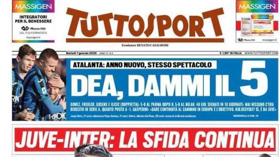 PRIMA PAGINA - Tuttosport: "Lukaku-Lautaro coppia d'oro, steso il Napoli"