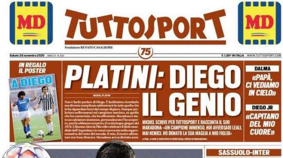 PRIMA PAGINA - Tuttosport: "Morata, pensaci tu. Platini: Diego, il genio"