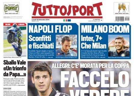 FOTO – La prima pagina di Tuttosport: “Napoli flop, azzurri sconfitti e fischiati”
