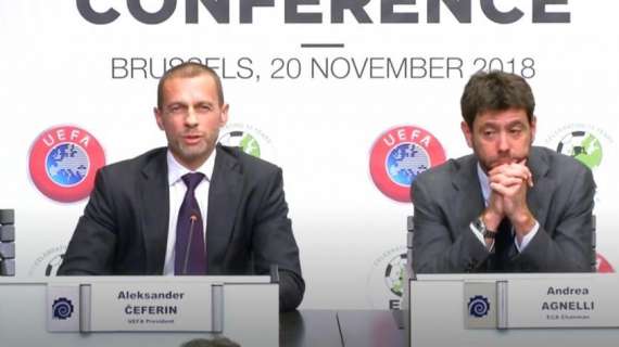 LIVE - Uefa-Eca, conferenza Ceferin-Agnelli: "Niente Superlega, firmata intesa fino al 2024. Sì alla terza coppa europea, cambieremo anche calendario, campionati e mercato"