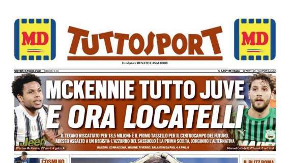 PRIMA PAGINA - Tuttosport: "Il Milan stecca, l'Inter gode"