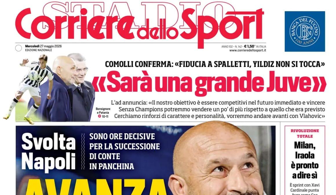 Sorpassato Allegri, Corriere dello Sport: "Avanza Italiano"