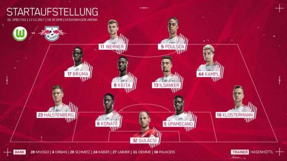 FOTO - Pomeriggio di Bundesliga per il Lipsia: ecco l'undici titolare che sfiderà il Wolfsburg