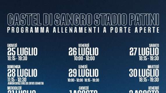 Ritiro a Castel di Sangro, il programma degli allenamenti: si finisce il 7 agosto!