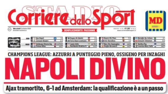 PRIMA PAGINA - Corriere dello Sport: "Napoli divino"