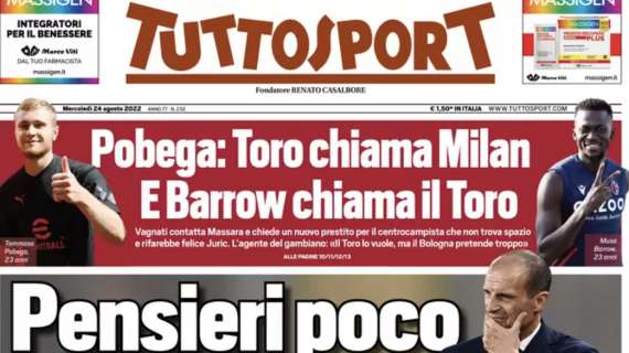 PRIMA PAGINA - Tuttosport e le polemiche sulla Juve: "Pensieri poco Allegri"