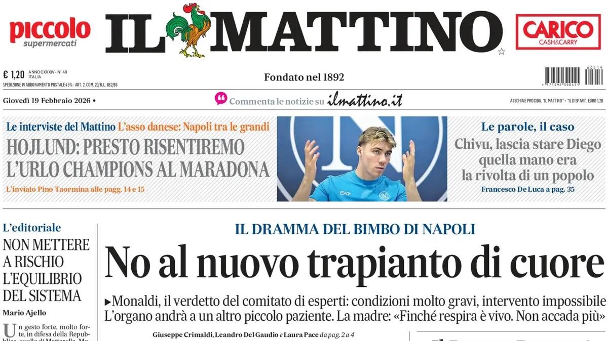 Il Mattino: "Hojlund: 'Presto risentiremo l'urlo Champions al Maradona'"