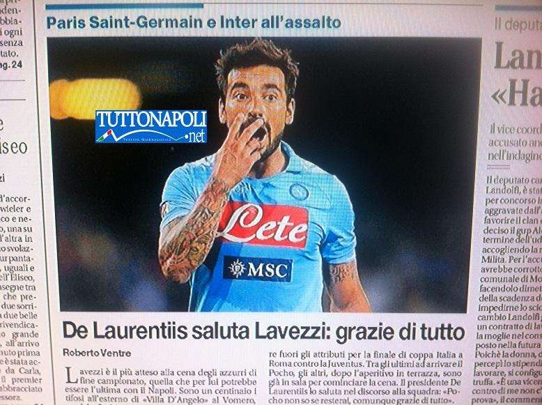 Il Mattino - De Laurentiis saluta Lavezzi: "Non so se resti, grazie di tutto"