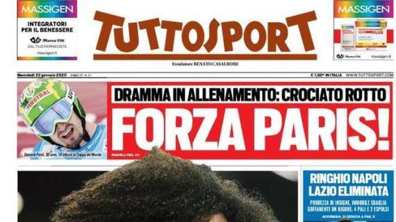 PRIMA PAGINA - Tuttosport: "Ringhio Napoli, Lazio eliminata"