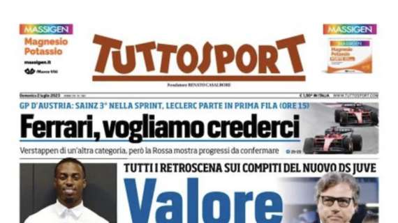 PRIMA PAGINA - Tuttosport: “Valore agGiuntoli”