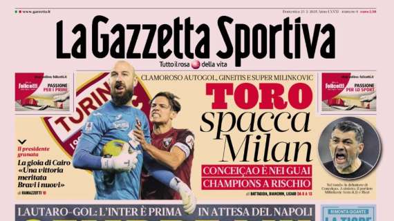 Gazzetta dello Sport: “Inter va a +1 dopo un faticoso sorpasso”