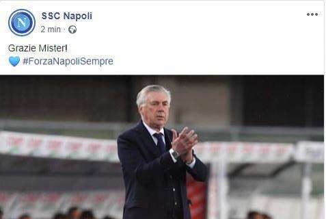 FOTO - "Grazie mister!", post del Napoli per Ancelotti dopo l'addio