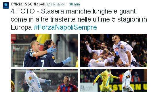 FOTO - Ssc Napoli su twitter: "Maniche lunghe e guanti come in altre trasferte europee" 