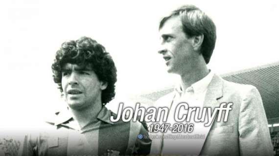 FOTO - Morte Cruijff, Il ricordo di Maradona: "Non ti dimenticheremo mai, Flaco"