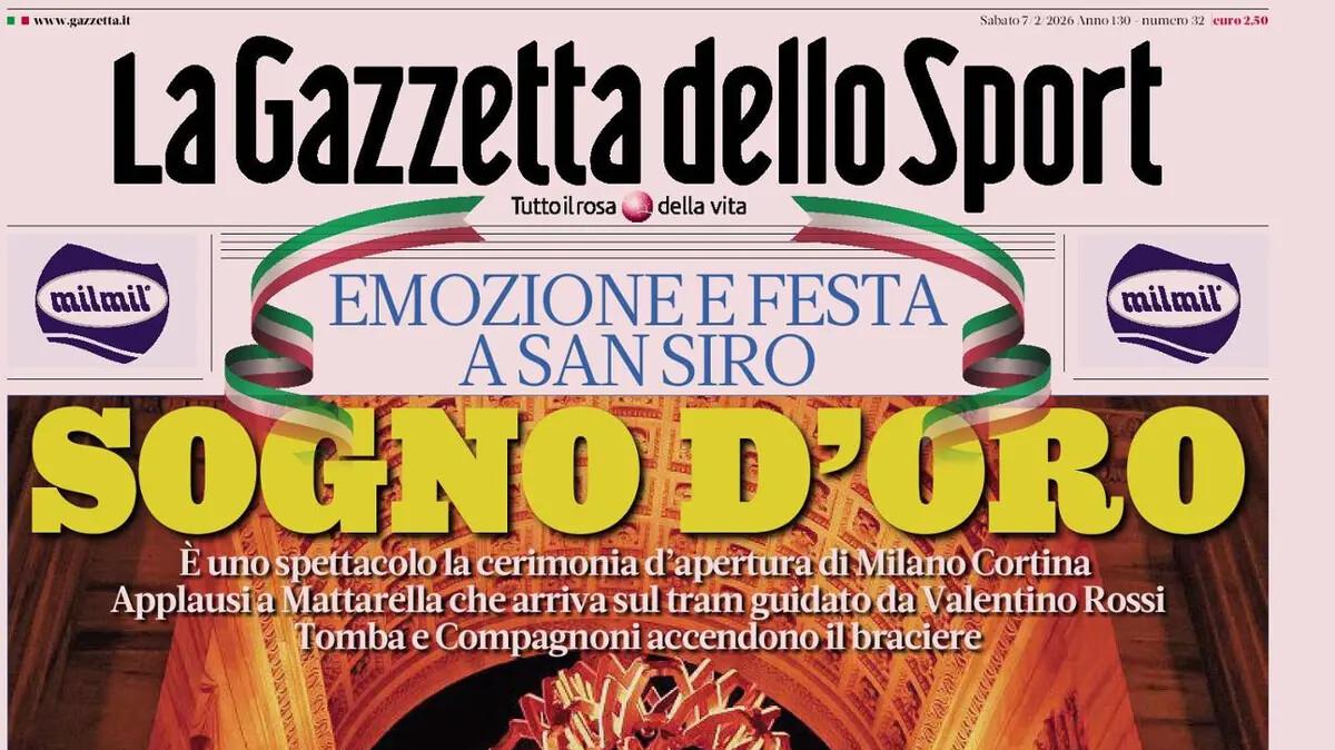 Via alle Olimpiadi, Gazzetta dello Sport titola: "Sogno d'oro"
