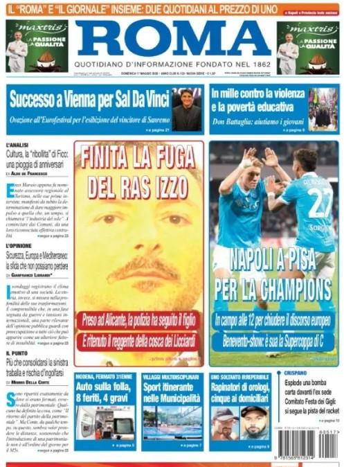 Il Roma dedica mezza apertura: "Napoli a Pisa per la Champions"