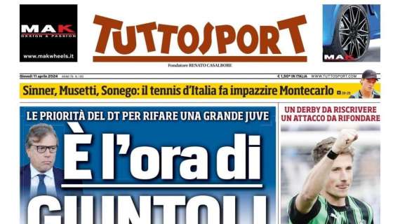 PRIMA PAGINA - Tuttosport: "E' l'ora di Giuntoli"