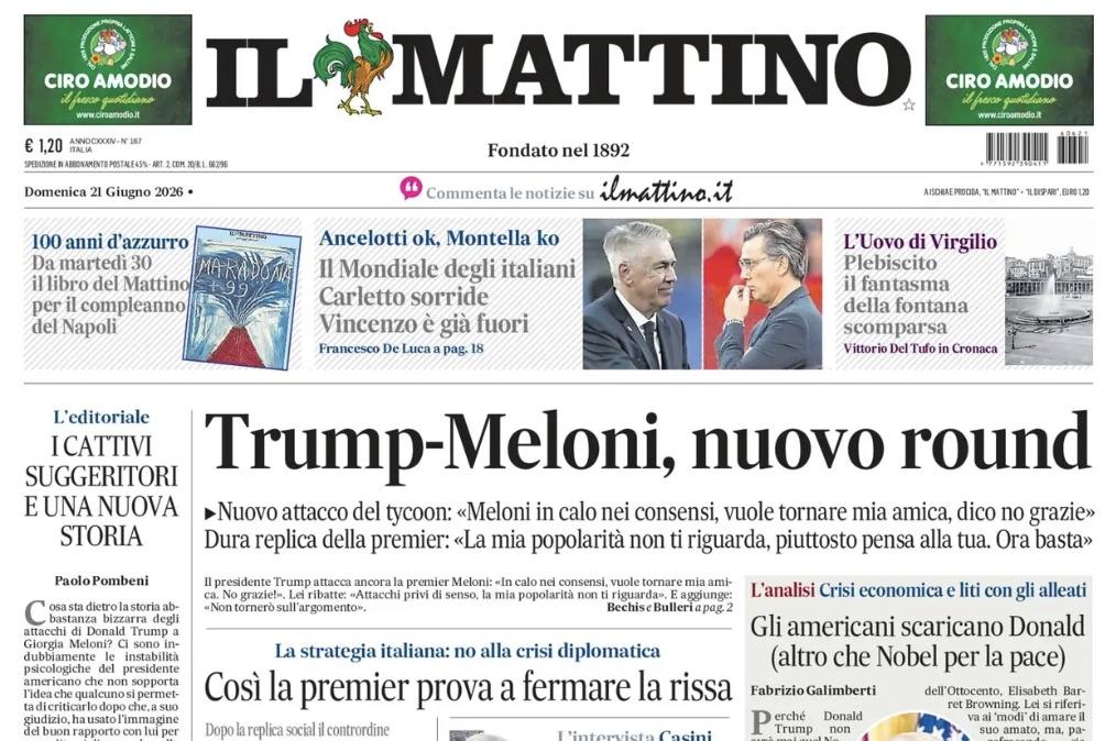 Italiani al Mondiale, Il Mattino: "Ancelotti ok, Montella ko"
