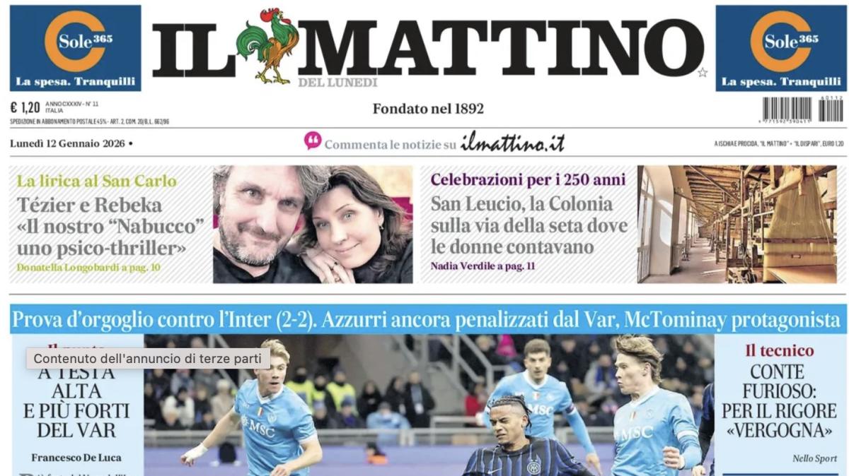 Il Mattino: "Un pari che Scotta. Napoli ancora una volta penalizzato dal Var"