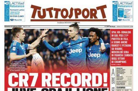 PRIMA PAGINA - Tuttosport - "CR7 da record! Juve, ora il Lione"