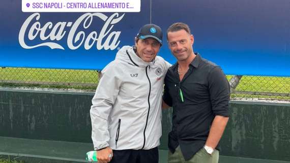 Visita a Castel Volturno, Calaiò con Conte: "Grazie del tempo che mi hai dedicato"