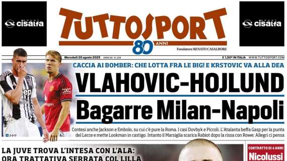 Tuttosport: "Vlahovic-Hojlund, bagarre Milan-Napoli"