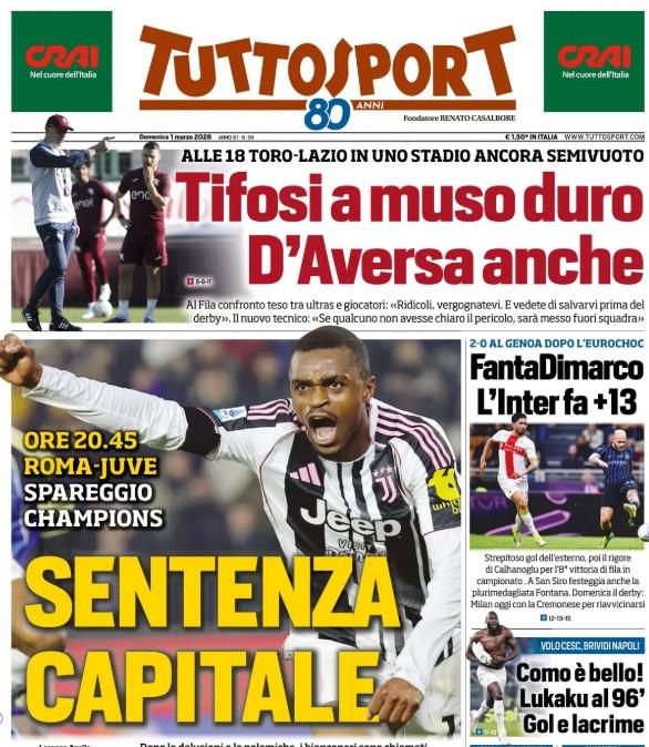 Tuttosport dà spazio anche al Napoli: "Lukaku al 96', gol e lacrime"