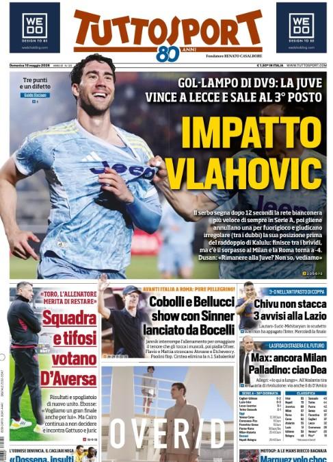 Obiettivo Champions, l'apertura di Tuttosport sulla Juventus: "Impatto Vlahovic"