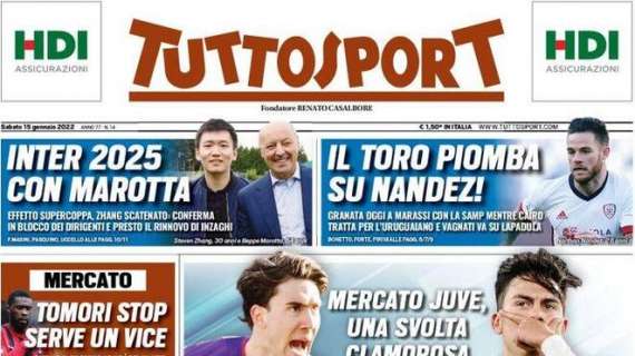 PRIMA PAGINA - Tuttosport: "Mercato Juve, svolta clamorosa. Vlahovic sfida Dybala"