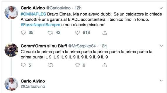 Alvino risponde ad un tifoso: "Serve la prima punta? Ci vuole quello che chiede Ancelotti!"
