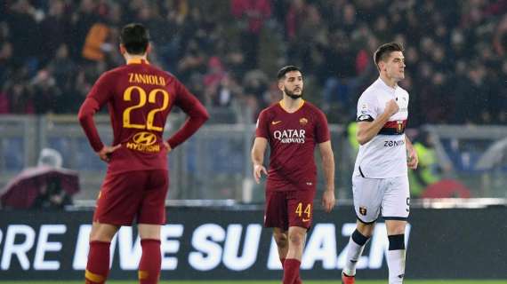 Roma sempre in difficoltà: finisce 2-2 il primo tempo col Genoa all'Olimpico