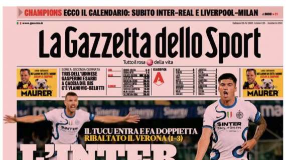 PRIMA PAGINA - L'apertura della Gazzetta dello Sport: "L'Inter correA"