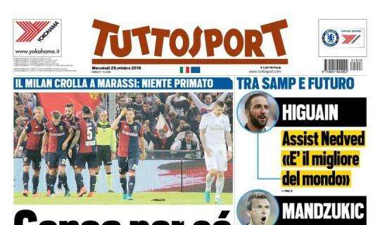 PRIMA PAGINA - Tuttosport: “Genoa per sé e per la Juve. Rossoneri travolti”